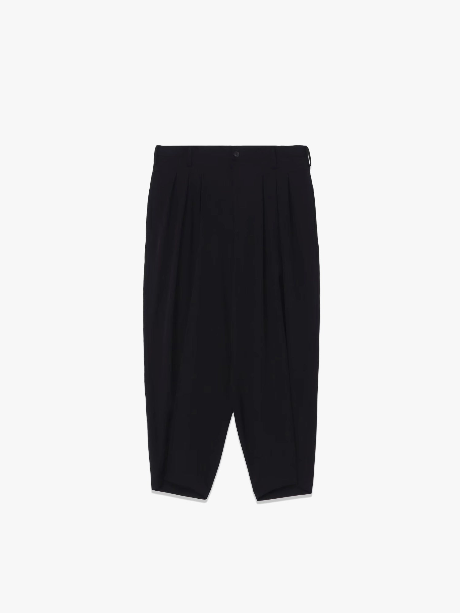 Wool Garbadine 12 Tucks Pants - Black