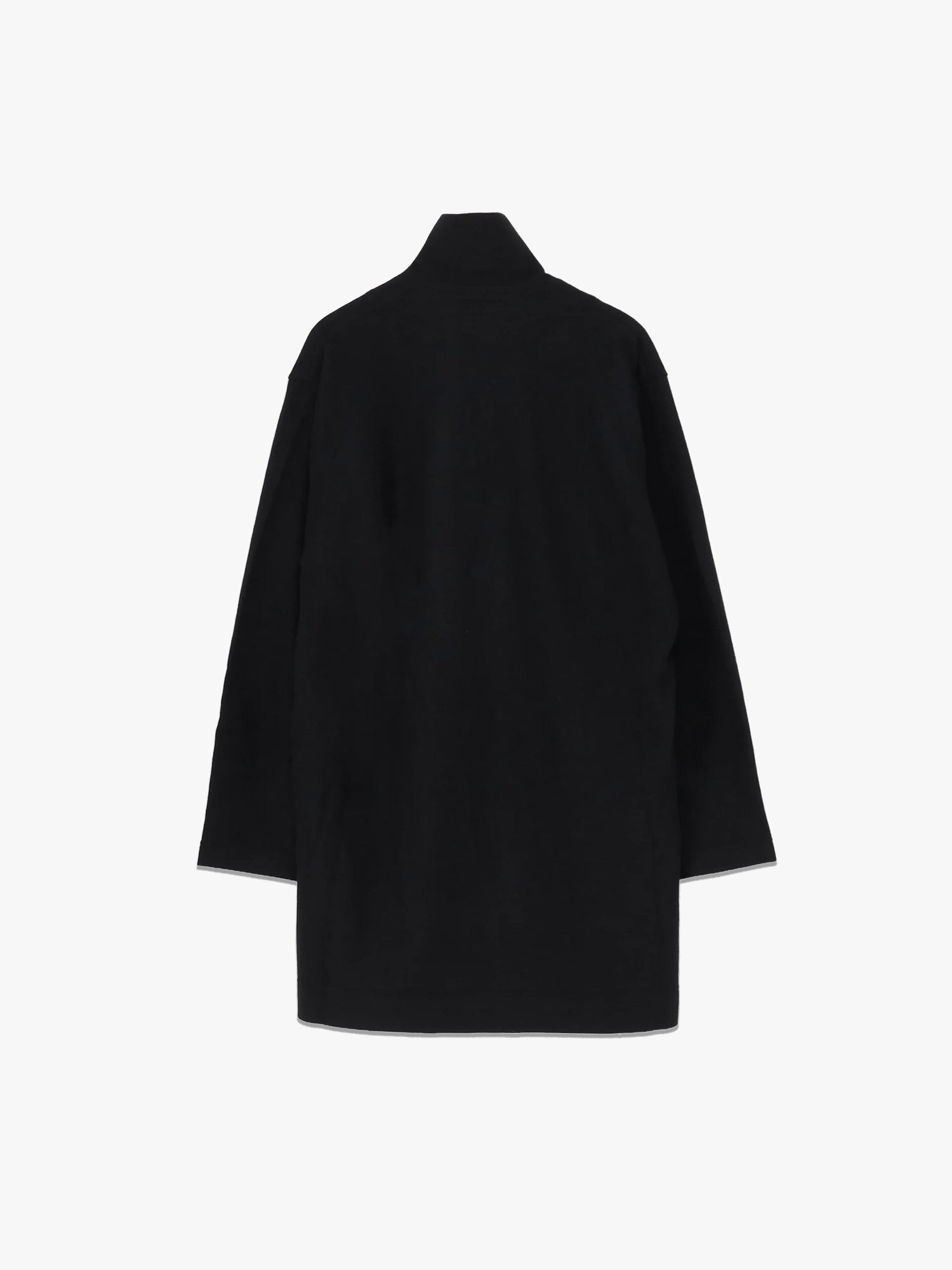Woollen High Neck Coat - Black