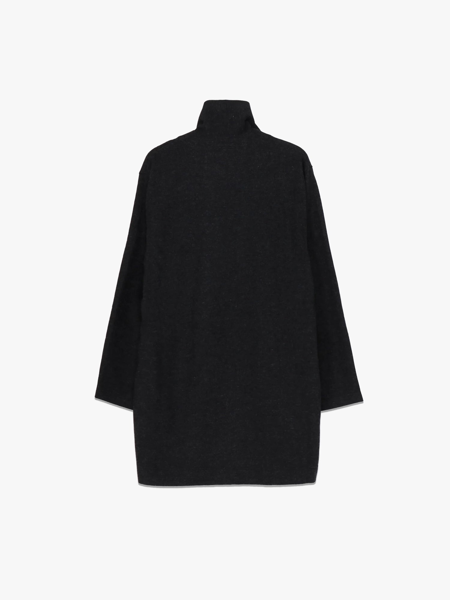 Woollen High Neck Coat - Charcoal